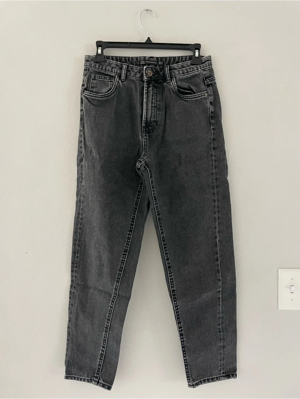 Zara Washed Black Cropped Skinny Jeans